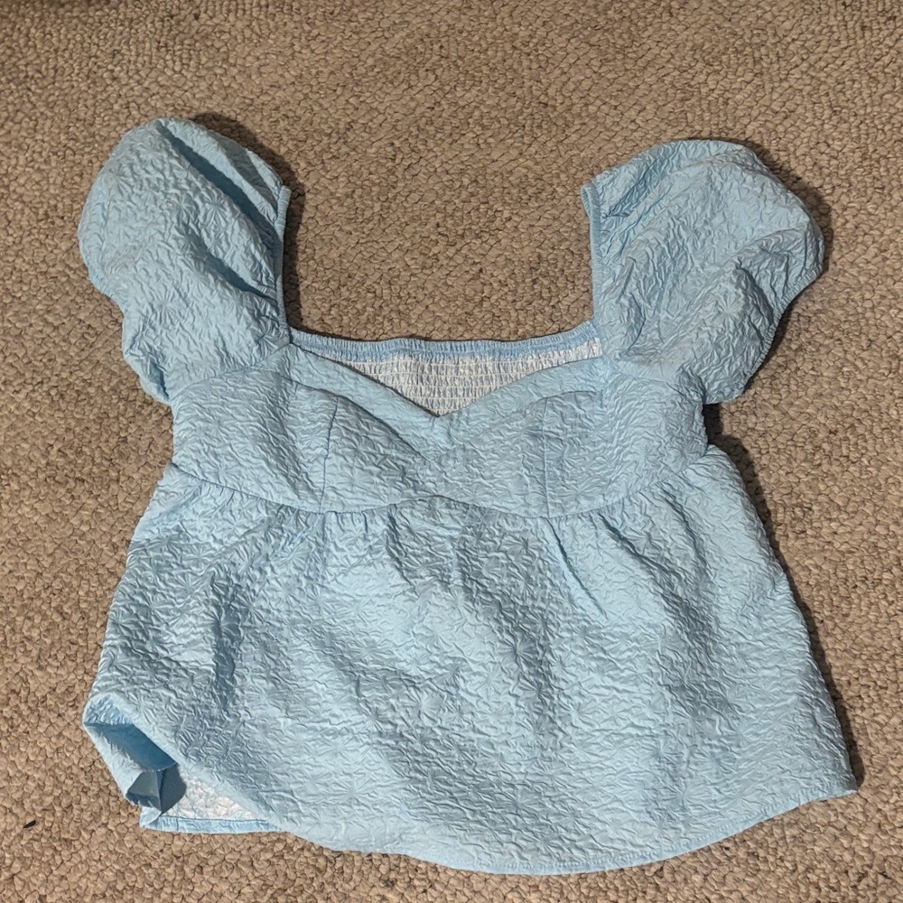 SHEIN Sky Blue Textured Top